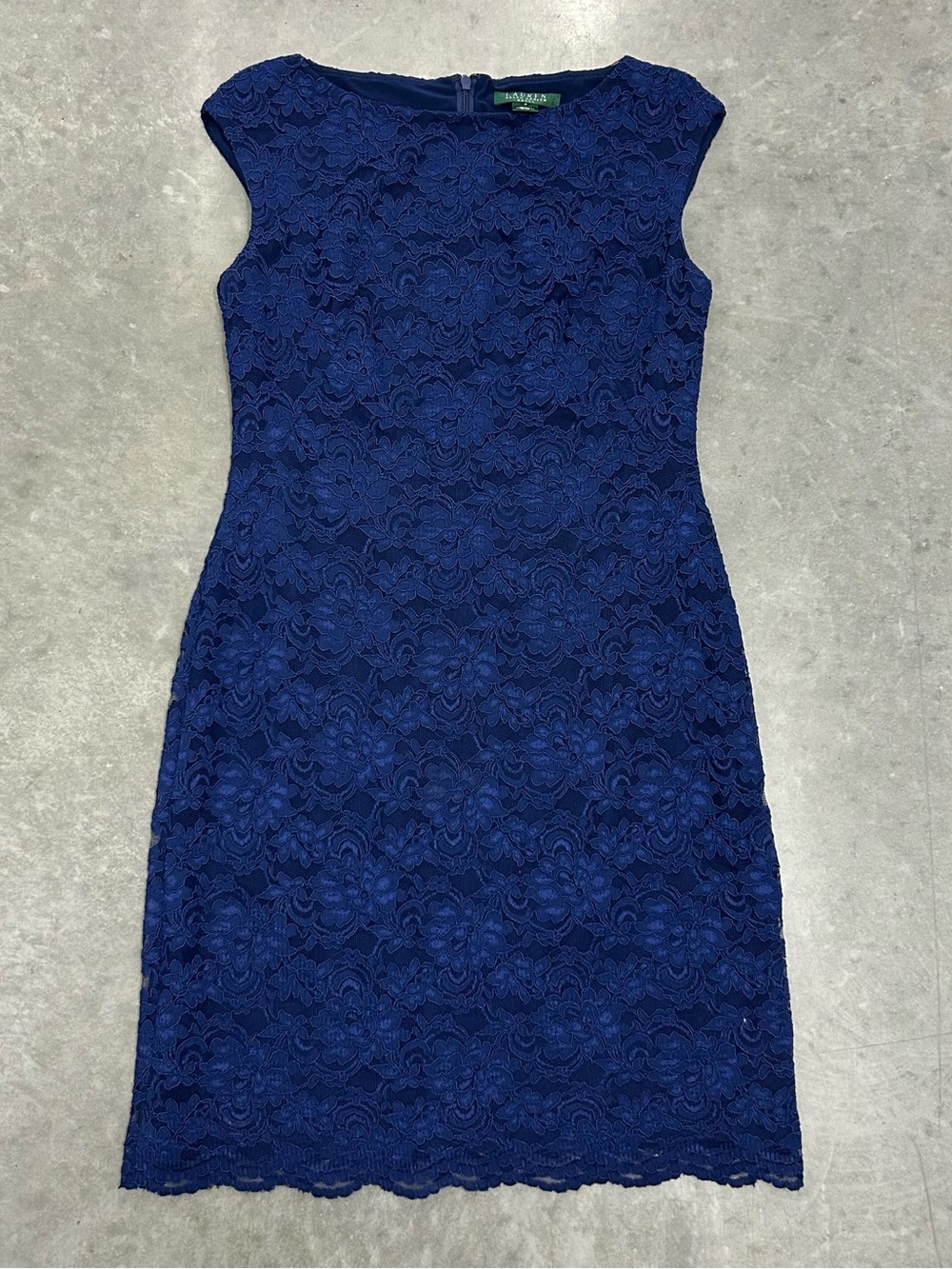 Lauren Ralph Lauren Navy Floral Lace Sheath Dress